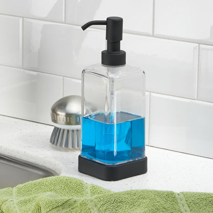 iDesign Forma BPA-Free Plastic Soap and Sponge Sink Organizer Caddy - 6" x 3.5" x 8.25", Clear/Matte Black