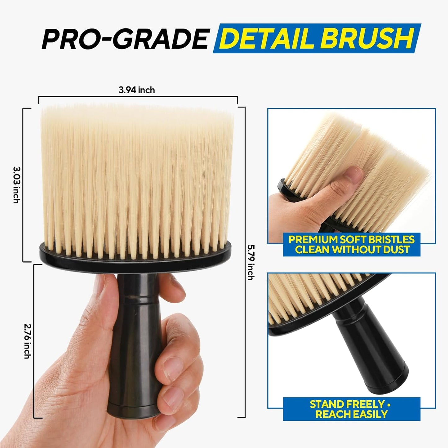 7PCS Car Detailing Brush Kit - Ultra Soft Boars Hair Car Interior Detailing Brushes, Includes 4 Different Brushes, Multi-use for Cleaning Interior or Exterior - Perfect Car Accessory Gift