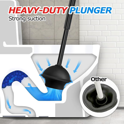 FORASTO 4Pack 2 in 1 Toilet Brush and Plunger Set, Extended Handle Plunger,Toilet Bowl Brush Plunger Set,Bathroom Cleaning Tools,Toilet Brush Plunger Combo,Cleaning Supplies, Cleaning Brush