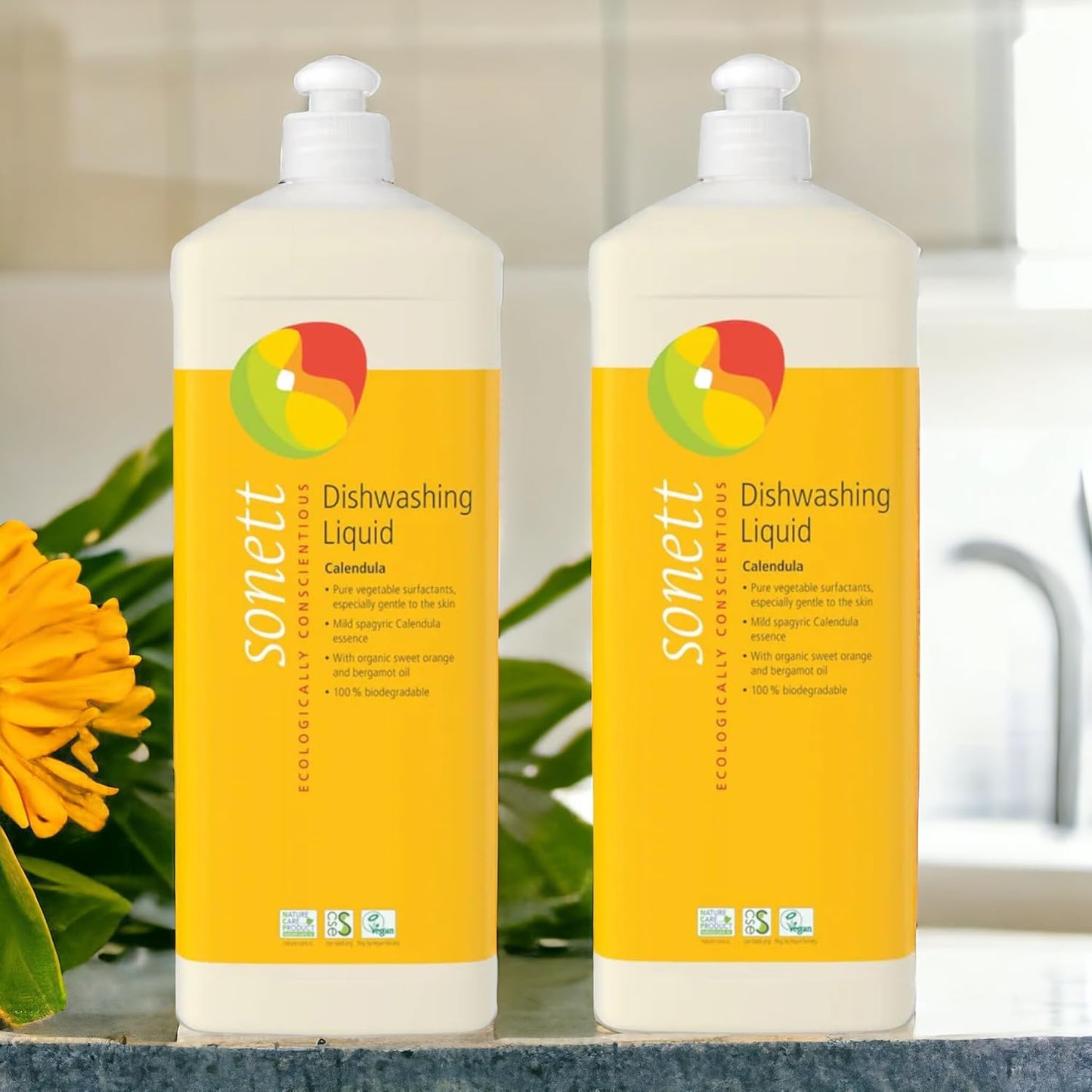 Sonett Organic Dishwashing Liquid Organic 100% Biodegradable Lemon, 34 Fl.Oz (1 Count)