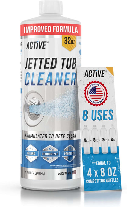 Jetted Tub Cleaner Bathtub Tabs - 12 ACTIVE Cleaning Tablets, Compatible with Whirlpool & Spa Bath System, Jets, Whirl Tubs, Professional Septic Safe Bath Jet Scale and Residue Remover - 1 Year Supply