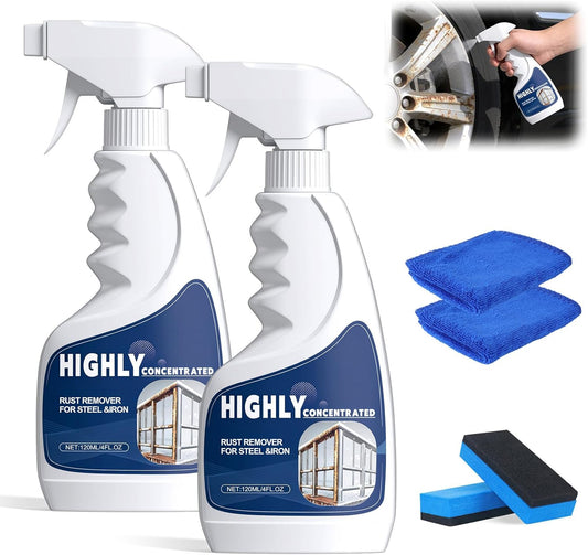 Rust Remover Spray for Metal, Powerful Fast Acting Rust Stain Remover & Stainless Steel Cleaner, Forms Protective Coating, for Tools, Kitchenware, Automotive Parts (2PCS)
