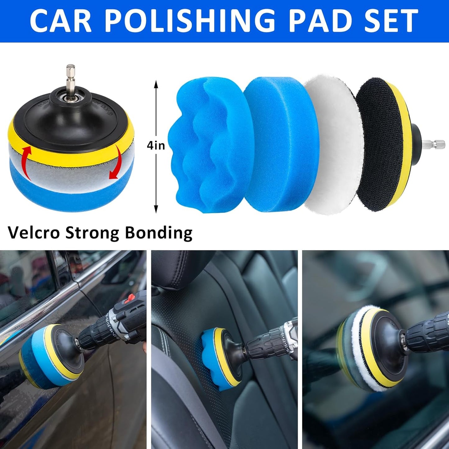 37Pcs Car Detailing Brush Set, Car Detailing Kit, Auto Detailing Drill Brush Set, Car Detailing Brushes, Car Wash Cleaning Tools Kit with Car Vacuum for Interior, Exterior, Wheels, Blue