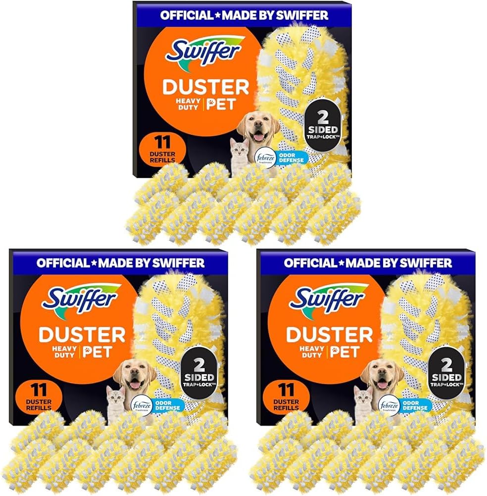 Swiffer Pet Heavy Duty Dusters Refills, Multisurface 360 Dusters with Febreze Odor Defense, 11 Count