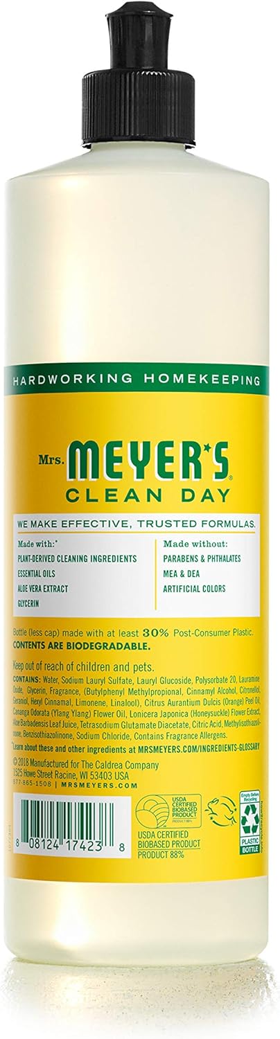 Mrs. MEYER'S CLEAN DAY Liquid Dish Soap, Honeysuckle, 16 fl. oz (Pack of 2)
