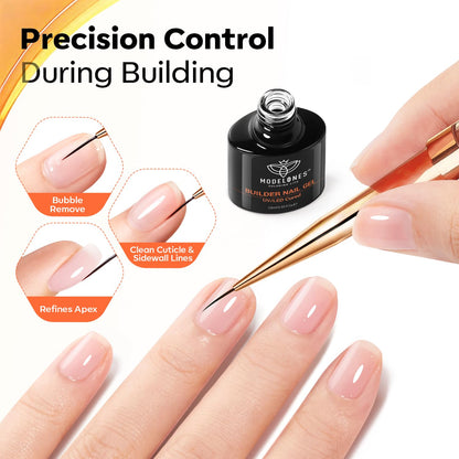Modelones Nail Art Brushes Set, Nail Brush kit Gel Polish, Extension Gel, Liner, Clean up, Carving, Apex Building, Dotting Pens Professional Tools for Drawing Painting 3D Design Salon & DIY Use