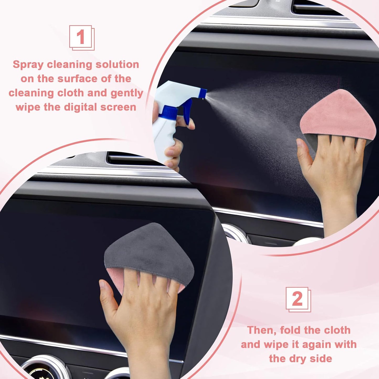 Car Screen Cleaner, 4.1''×4.1'' Microfiber Dashboard Wipes, Square Microfiber Cloth, Car Display Wipes,Vehicle Screen Cleaner Tool universal for Car Dashboard Car Display Car Interior Tools (Black)