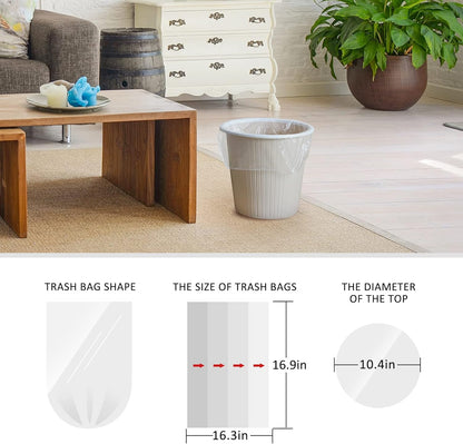 Teivio Small Trash Bags 4 Gallon 120 Counts Garbage Bags, Bathroom Trash Can Bin Liners, Small Plastic Bags for home office kitchen, fit 12-15 Liter, 3,3.5,4.5 Gal, Clear