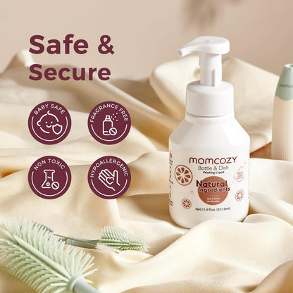Momcozy Bottle Brush Cleaning Fluid, Powerful Cleaning with Natural Foam, Suitable for Momcozy Press Foaming Clean Bottle Brush Set, 11.9 Ounces