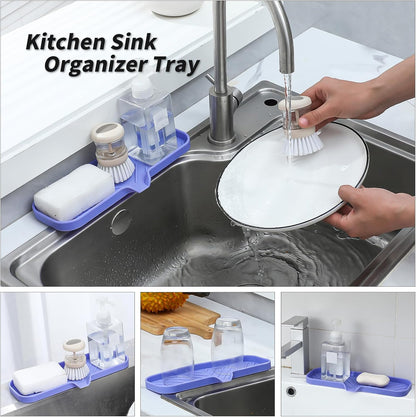 MicoYang Silicone Bathroom Soap Dishes with Drain Spout-Bathroom and Kitchen Sink Organizer,Sponge Holder,Dish Soap Tray,Perfect for Dispenser,Scrubber,Bottle,Cup on Sink or Counter-Black 4.9"×3.2"