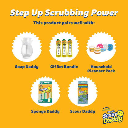 Scrub Daddy Large Steel Scouring Pads - Scour Daddy Steel XL Stainless Steel Dish Scrubber Sponge - Durable, Shred-Resistant Scour Pads - Bulk Kitchen Sponges & Commercial Cleaning Supplies (18 Count)