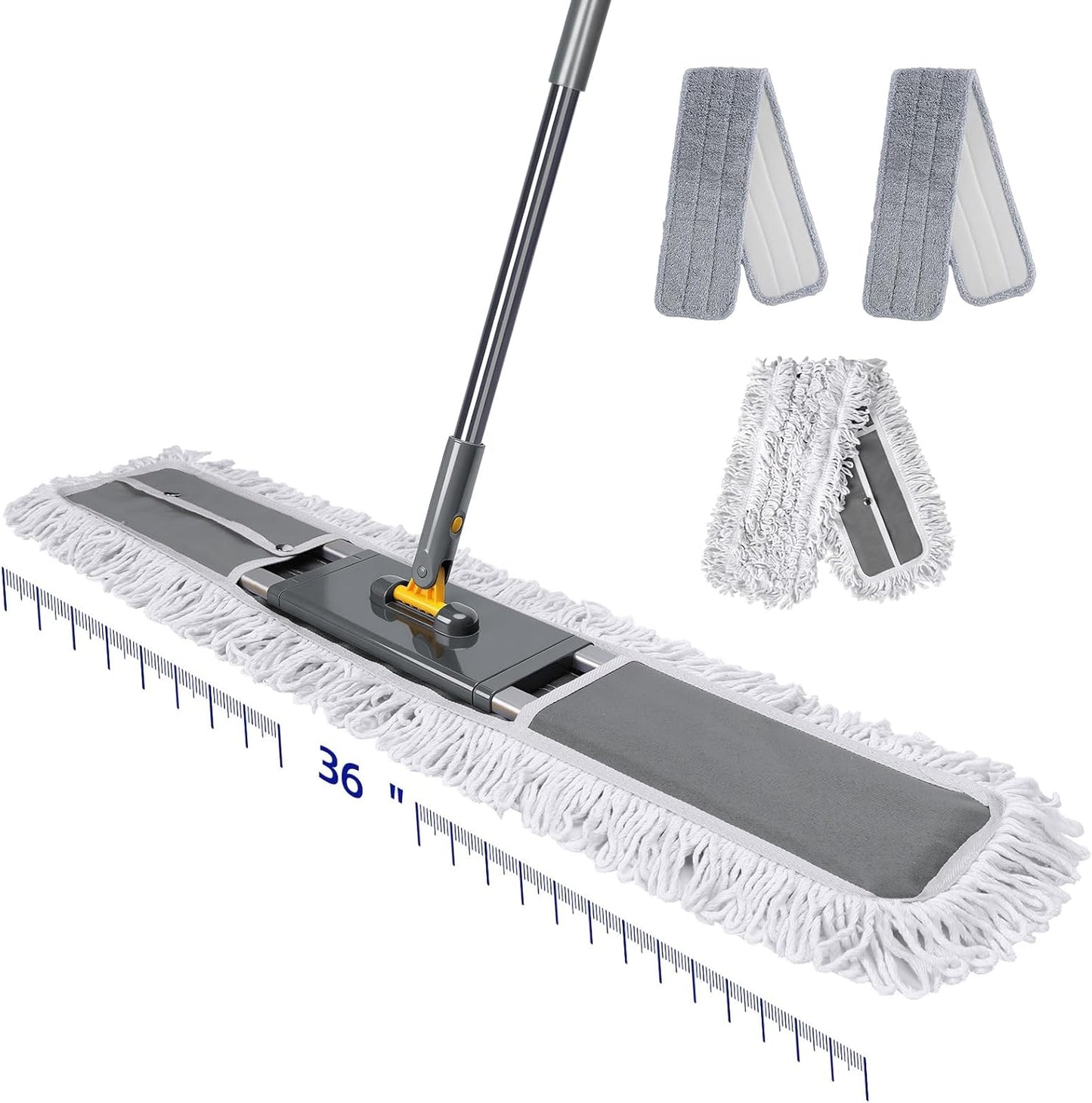 36" Commercial Dust Mops for Floor Cleaning, Masthome Professional Industrial Mop with 3 Pads, Heavy Duty Commercial Mop with 62'' Long Handle,Large Floor Mops for Office Garage Warehouse Factory Mall
