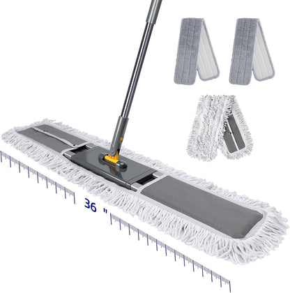 36" Commercial Dust Mops for Floor Cleaning, Masthome Professional Industrial Mop with 3 Pads, Heavy Duty Commercial Mop with 62'' Long Handle,Large Floor Mops for Office Garage Warehouse Factory Mall