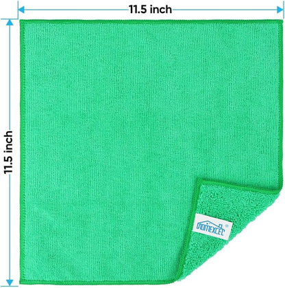 HOMEXCEL Microfiber Cleaning Cloth 210GSM, Pack of 12, Size:11.5" x 11.5", Ultra-Soft, High-Density Non-Abrasive Cleaning Towels for Cars, Glass, Kitchen, Reusable Rags, Blue/Green/Yellow/Pink