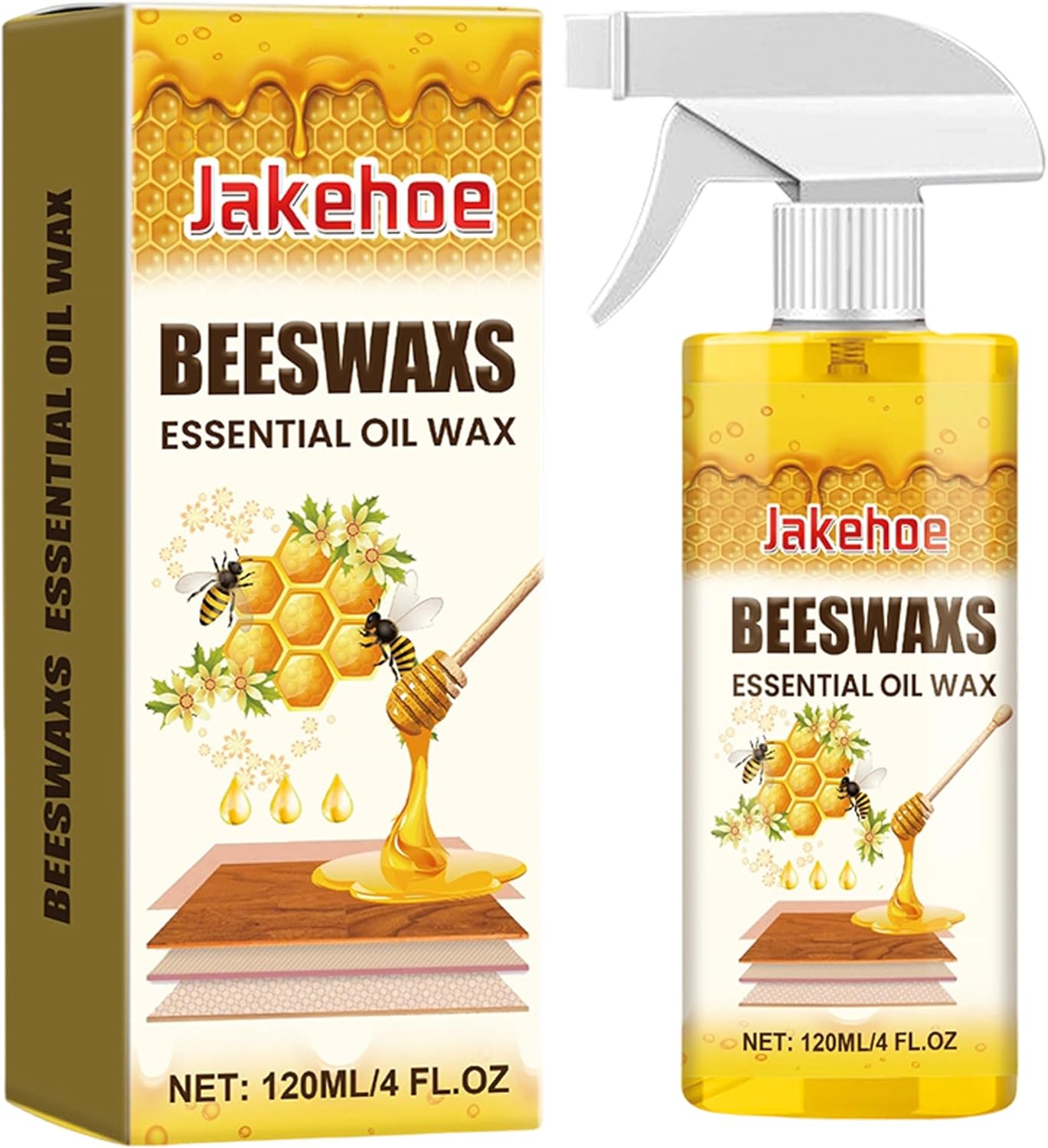 Beeswax Wood Polish, Natural Beeswax Spray for Dull Furniture Care, Cleans, Polishes, Protects, Non-Greasy Wood Cleaner for Furniture, Floors (1PCS*120ML)