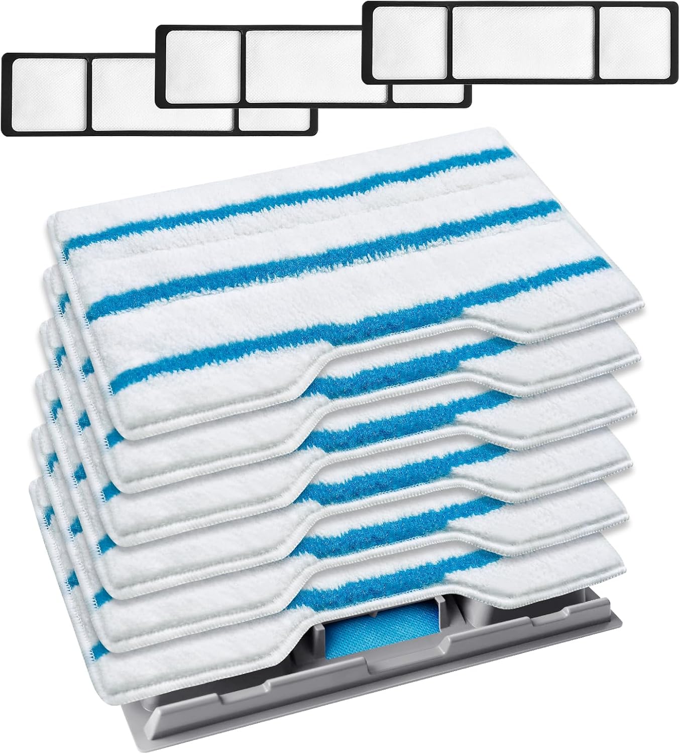 KEEPOW Reusable Mop Replacement Pads Compatible with Shark Vac Mop VM252 VM200 VC205 VM250 VM180 VM401 QM250 VM190, Washable Vacuum Mop Pad Refills, Upgraded Design of Dirt Chamber (1+3+6 Pads)