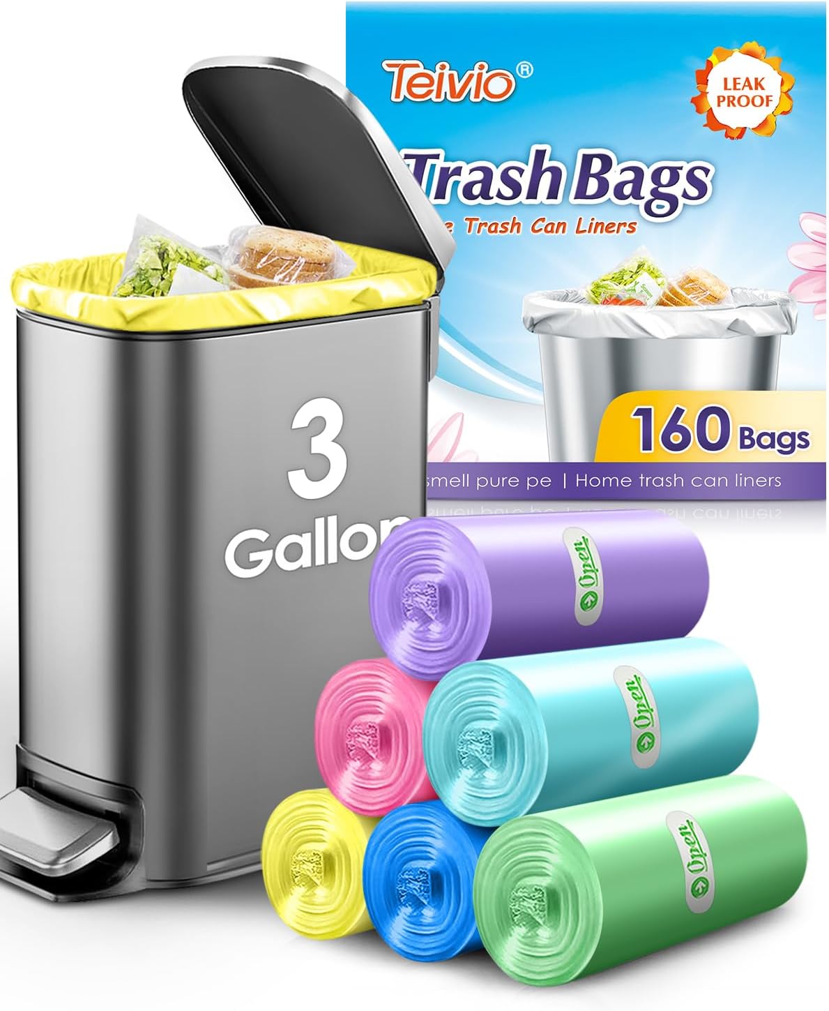 Teivio Large Clear Trash Bags 55-60 Gallon 20 Counts Fit 50,55,60,Gal All Purpose Garbage Bags, Extra Large Lawn and Leaf Bags Outdoor Trash Can Liner, Drum Liners, Workshops, Backyard