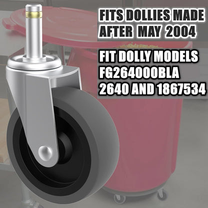 RILIDRI 3-Inch Swivel Stem Caster for Rubbermaid Mop Bucket Utility Cart, 7/16-Inch Stem Diameter Rubber Wheel Set of 4, Heavy Duty TPR Weber Grills Shop Vac Replacement Wheels