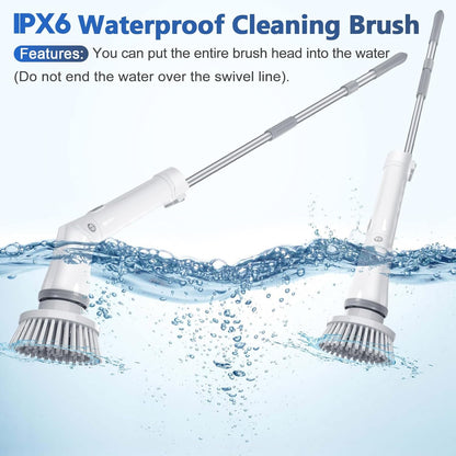 Qimedo Electric Spin Scrubber Extra Large Brush Q3,6000 mAh Best Battery Power Scrubber for Cleaning,1200RPM Shower Cordless Cleaning Brush with 8 Brushes for Bath/Tub/Tile/Floor (Smart Display)