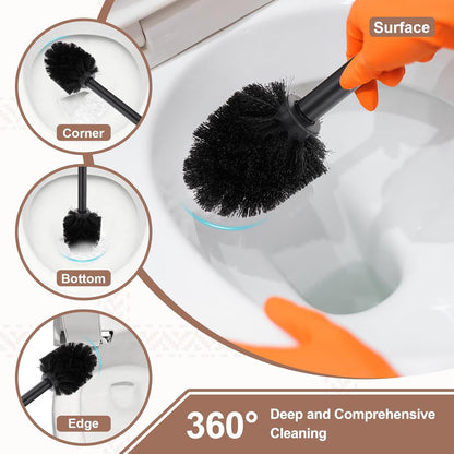 uxcell 3 Pcs Toilet Brush Set Replacement Head, 9.8 Inch Toilet Brush Refills with Handle, Bathroom Cleaning Tool Restroom Accessories for Bathtubs Bathroom Home Apartments Office, Black