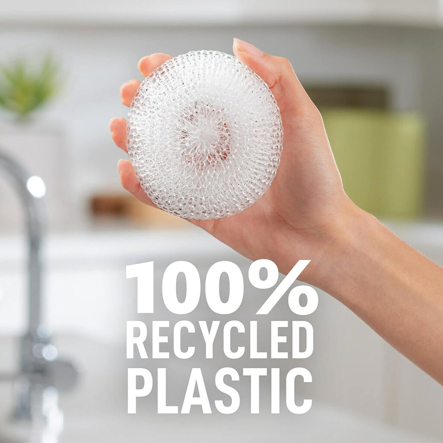 Scotch-Brite Greener Clean Recycled Scrubbing Circles, 3 Dish Scrubbers for Cleaning Kitchen & Scrubbing Fruits or Veggies, Safe on Nonstick Pots and Pans, Glassware