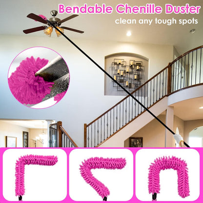 CALBEAU 15 Foot Dusters for Cleaning, Duster with Extension Pole 7-15ft, Microfiber Feather Duster Used for Cleaning Ceiling Fan, High Window, Blinds, Shutters, Sofa, Cobweb Duster for Home (12 PCS)