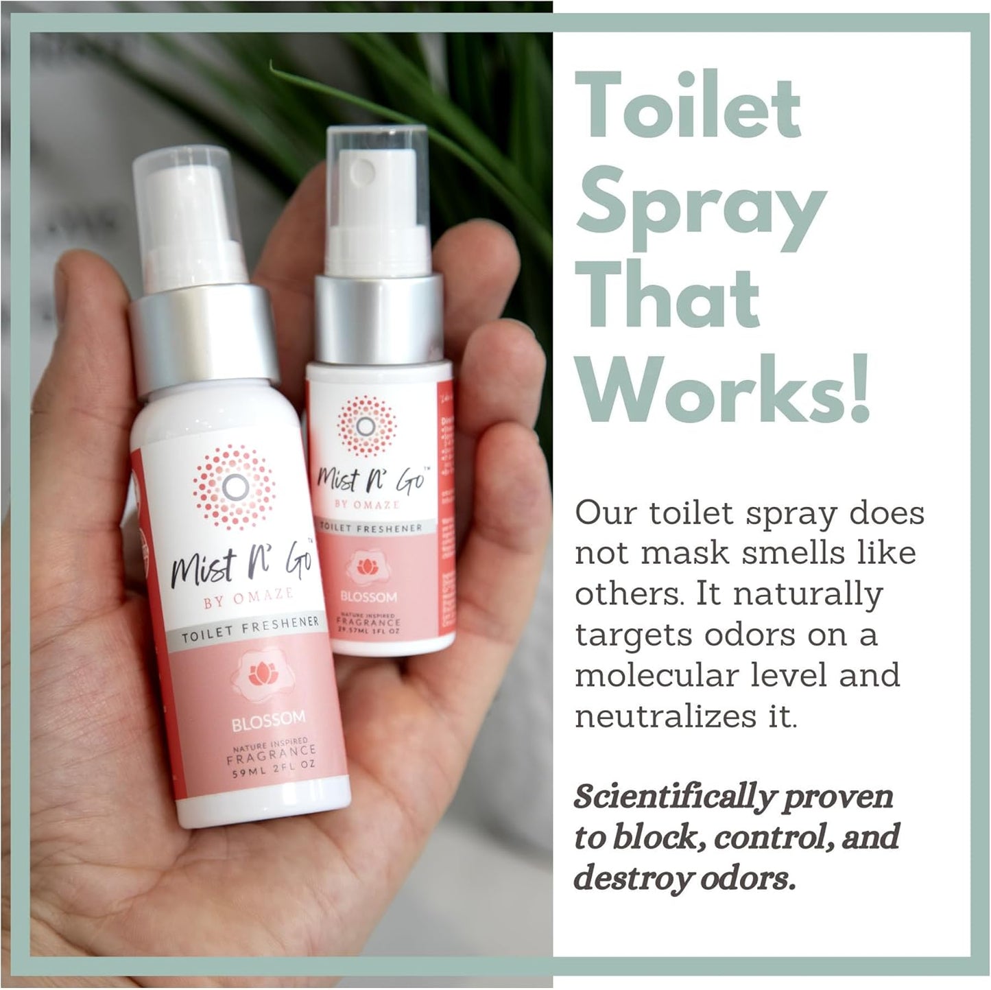 Mist N’ Go by Omaze Travel Bathroom Spray for Toilet Spray Odor Eliminator - Travel Toilet Spray for Bathroom Air Freshener Spray for Bathroom Deodorizer - Clean Mix, Travel Size (1oz x2)