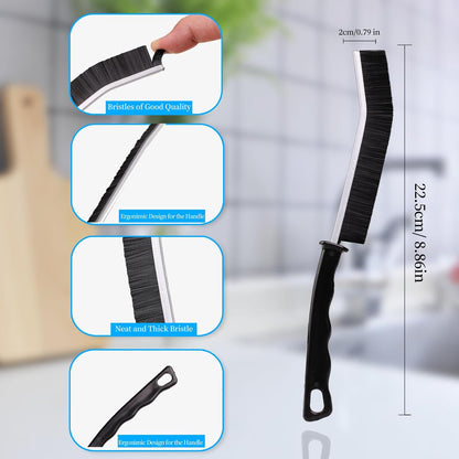 Crevice Cleaning Brush Cleaning Tools Cleaning Supplies Grout Brush Scrub Brush Toilet Brush for Household Use for Cleaning Bathroom Kitchen 3 Pcs (Black)