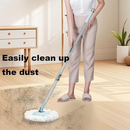 Spin Mop and Bucket with Wringer Set,for Floor Cleaning,with Floor Scrub Brush,61" Adjustable Handle and 6 Microfiber Mop Head(White)