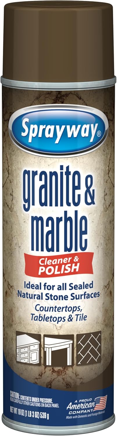 Sprayway Granite & Marble Cleaner Aerosol Spray 19oz, Pack of 12 | Foaming Action, Removes Grease, Oil, Fingerprints | Ideal for Sealed Natural Stone Surfaces, Countertops, Tabletops, Tile