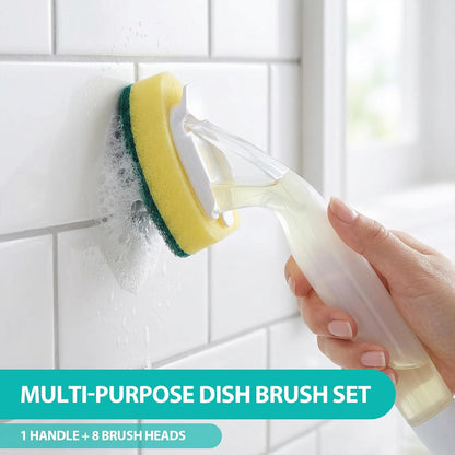 Soap Dispensing Dish Scrubber with Ergonomic Handle - Non-Scratch Dishwand Sponge Refill Replacement Packs, Ideal for Pots, Pans, Dishes & Kitchen Surfaces