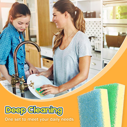 LAUNDRYLUX Scrub Sponge, Dual-Sided Temperature-Responsive Scrubber - Non-Scratch - Multipurpose Dish Sponges for Kitchens, Bathrooms, and Outdoor Use - 3 Pack