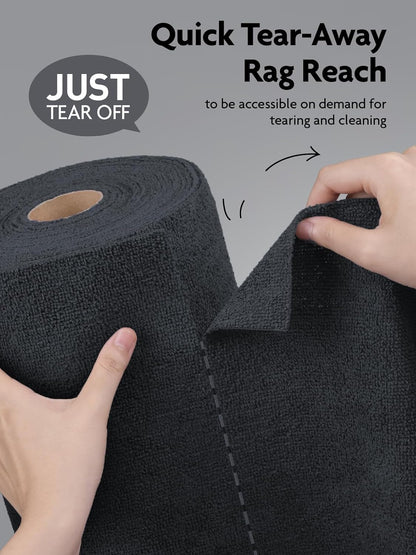 Fantasticlean Microfiber Cleaning Cloth Roll -75 Pack, Tear Away Microfiber Towels, 12" x 12", Reusable, Washable, Scratch Free, Ultra Absorbent Dishcloth for All-Around Cleaning Supplies (White)