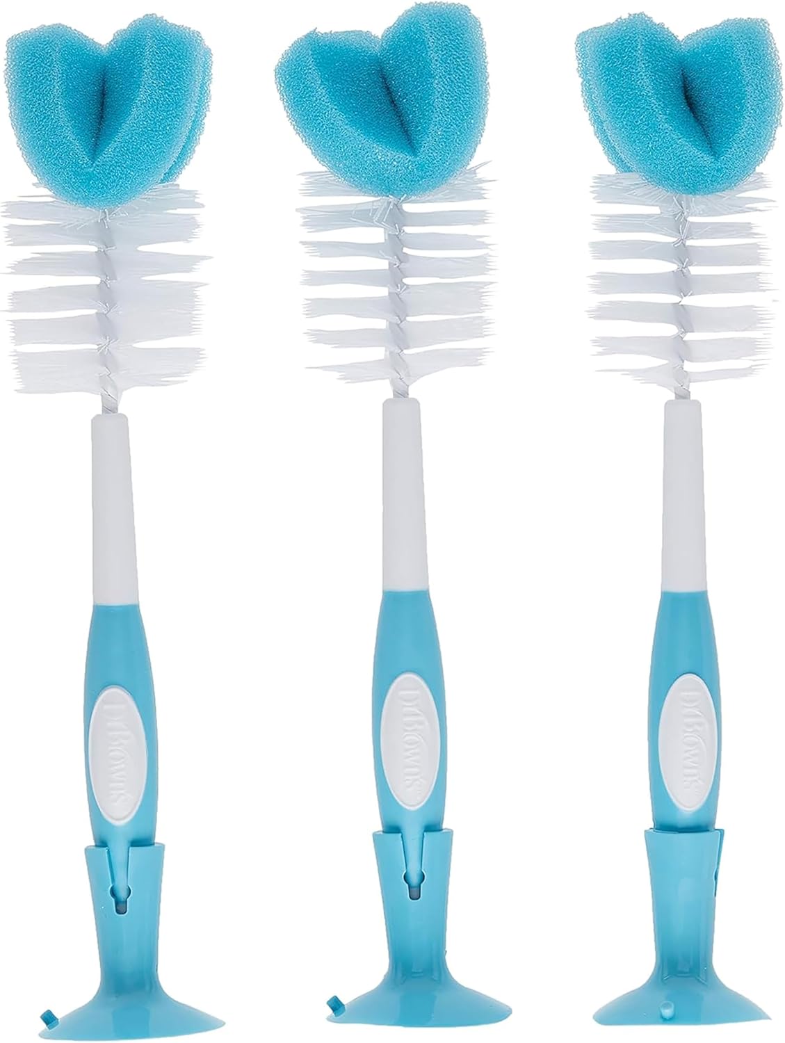 Dr. Brown's Reusable Sponge Baby Bottle Cleaning Brush with Suction Cup Stand, Scrubber and Nipple Cleaner, Pink 1-Pack