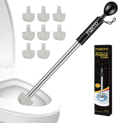 8-Pack Pumice Stone Toilet Cleaner with Long Handle - Hard Water & Limescale Remover, Non-Scratch Multi-Surface Scrubber, Disposable Refill Heads for Bathroom & Kitchen