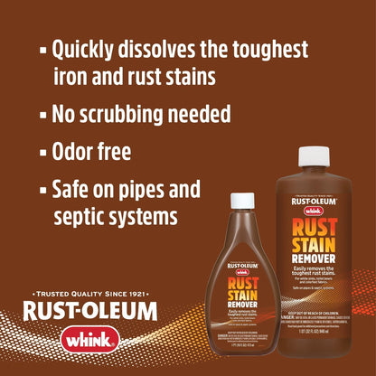 Rust-Oleum Whink Rust Stain Remover | Heavy-Duty Iron Stain Remover for White Toilets & Sinks, Colorfast Fabric & Carpets | 32 oz