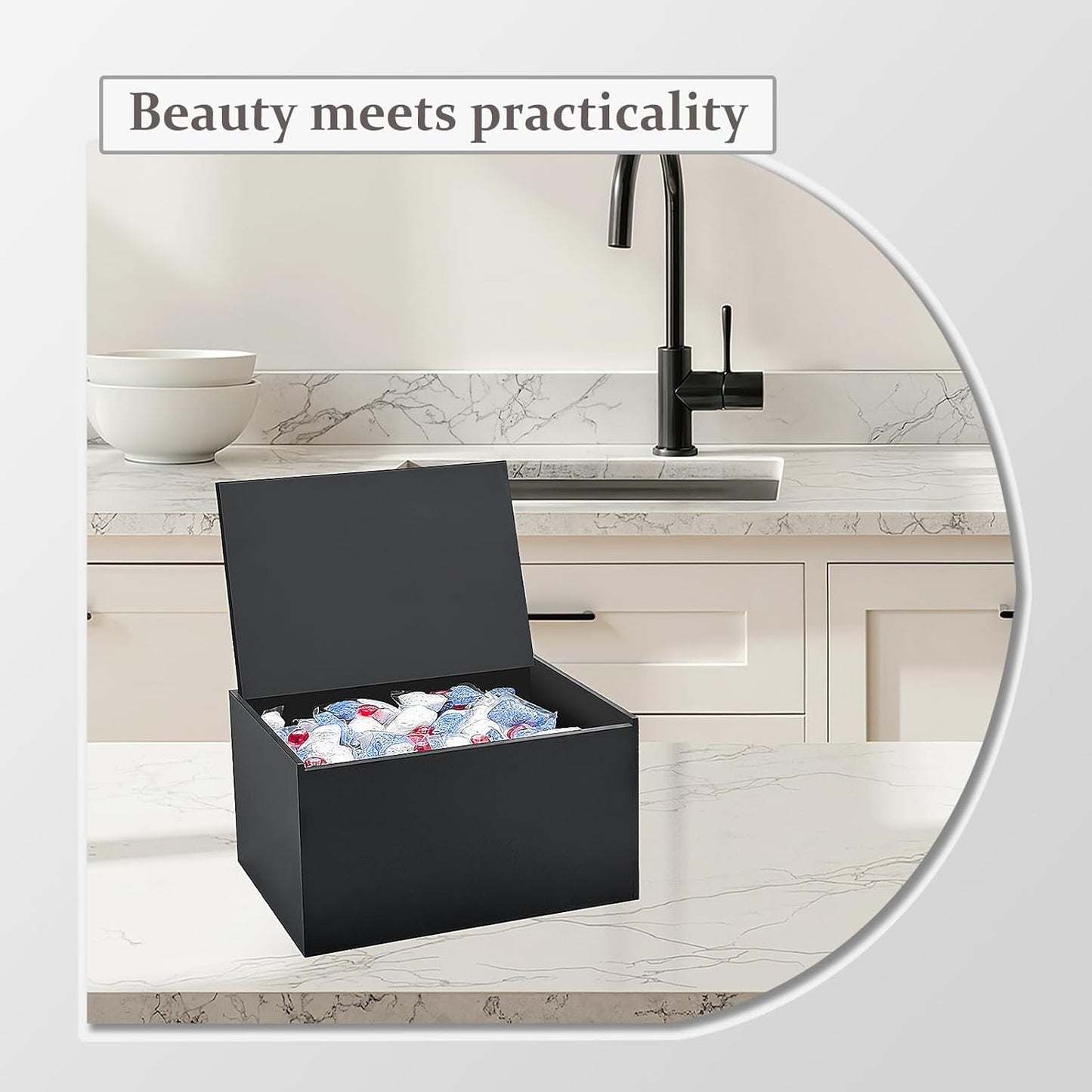 Bigfety Dishwasher Pod Holder Acrylic with Hinged Lid, Modern Style Dishwasher Cleaner Tablets Container Box for Detergent, Clear