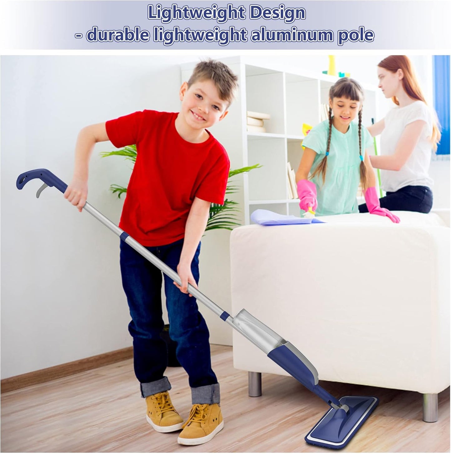 Spray Wet Mops for Hardwood Floor Cleaning: MEXERRIS Floor Mop with 5 Washable Pads for Swiffer Powermop & 2 Refillable Bottles - Home Commercial Dust Dry Mops for Wood Laminate Vinyl Tiles Ceramic