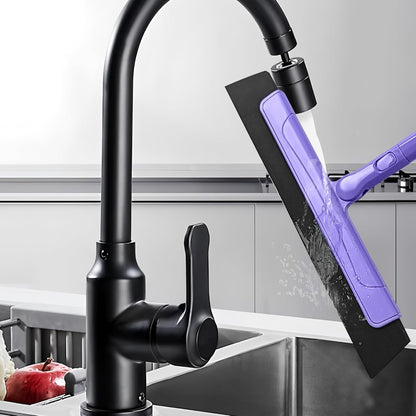 Floor Squeegee with 180° Rotating Head, EVA Foam Blade Squeegee for Floor with Adjustable Aluminum Long Handle, Squeegee Broom for Window Shower Bathroom Garage Tile Pet Hair Cleaning