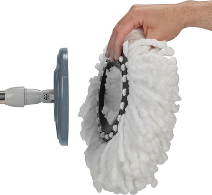 Simplify Self Wringing Spinner Mop | 1 Bucket with Spinning Mechanism | 2 Microfiber Heads | 360 Head mop| Household Cleaning | Extendable Mop Head | Grey