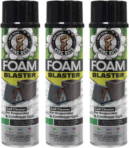 Leak Saver Foam Blaster AC Coil Cleaner for AC Unit 3-Pack | No Rinse Formula for Evaporators & Condensers | Neutral Citrus Scent