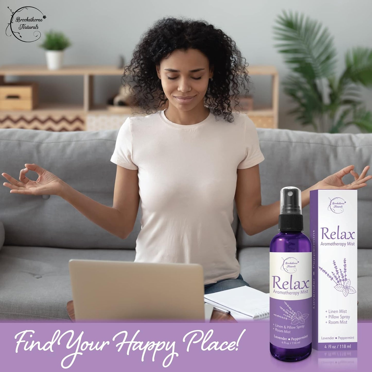 Refresh Aromatherapy Room Spray & Pillow Mist. Peppermint & Eucalyptus Essential Oil Spray, Linen Mist, Natural Car Air Freshener Bathroom Freshener & Closet Deodorizer by Brookethorne Naturals
