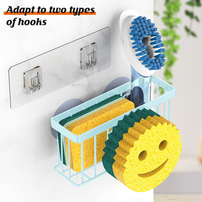 MURLONG Sponge Holder Smiley Face, Sink Caddy for kitchen Sink, Kitchen Organizer Sponge Holder with 2 PCS Suction Cups/1 PCS Adhesive Strips, Designed for Sponge, Soap, Dish brush, Scrubber-Black