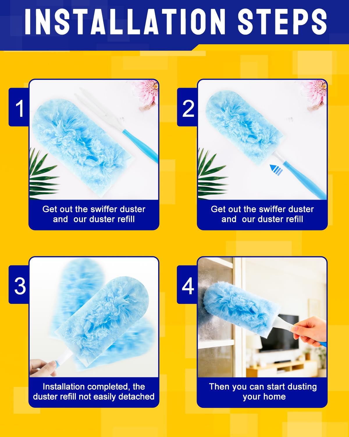 20 Count Duster Refill Compatible with Swiffer Hand Duster, Lavender Flavor Disposable Heavy Duty Duster Refills, Dusters Refills for Cleaning, Blinds & Ceiling Fan (Handle is Not Included)