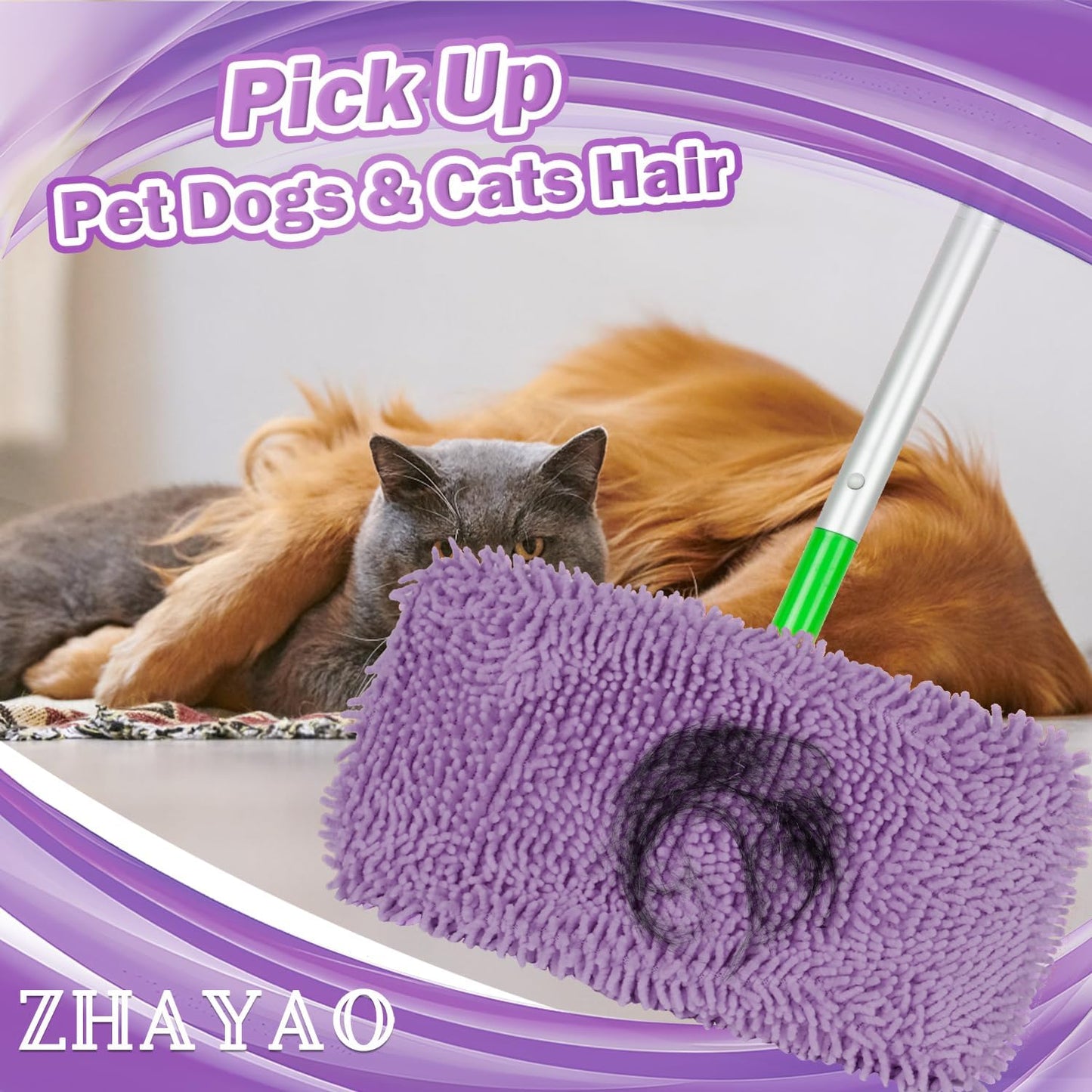 6Pcs Reusable Microfiber Mop Pads Compatible with Swiffer Sweeper, Wet and Dry Flat mop Cover, Replacement Sweeping Mopping pad Refills for Surface/Hardwood Floor Cleaning