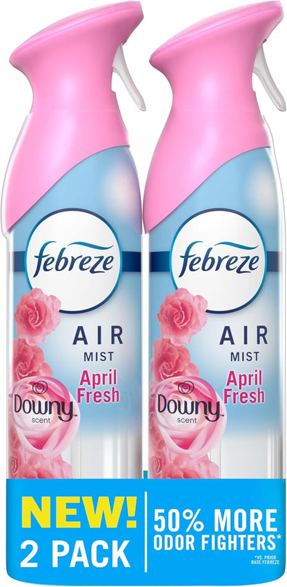 Febreze Air Mist Air Freshener Spray, Odor-Fighting Room Spray, Air Fresheners for Home and Bathroom and Kitchen, Aerosol Can, Downy April Fresh Scent, 8.8oz (Pack of 2)