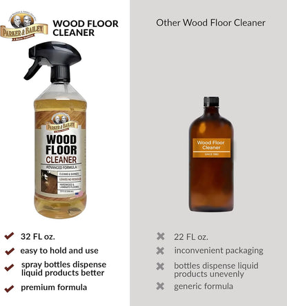 Parker & Bailey Wood Floor Cleaner – Use on Hardwood, Laminated or Faux Finished Floors. Shine Restorer Protector, Surface Cleaner Supplies Home Improvement, Natural Look, Cuts Grease 22 Oz