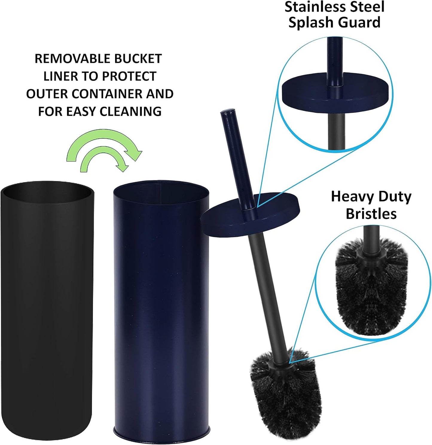 Deep & Sturdy Toilet Bowl Brush with Holder - Durable Scrubbing - Toilet Cleaners - Household Essentials - Bathroom Cleaner - Cleaning Supplies - Household Supplies, Painted Satin Gold