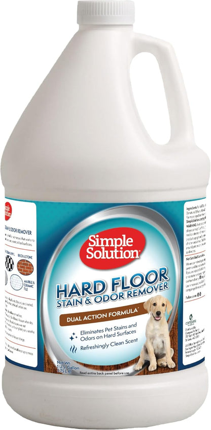 Simple Solution Hard Floor Extreme Pet Stain and Odor Eliminator Spray, Dog and Cat Enzyme Cleaner, Pro-Bacteria Cleaning Power, Strong Urine, Pee and Poop Smell Remover for Hardwood Floors, 32 oz