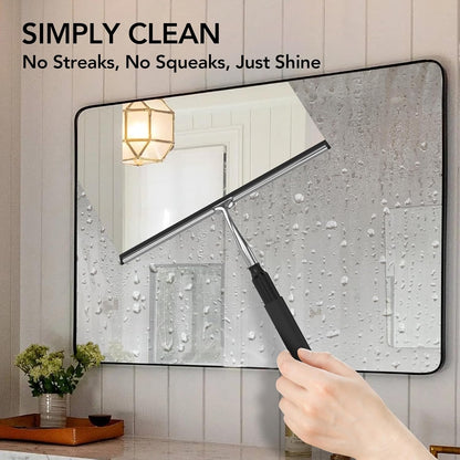 Shower Squeegee for Gass Doors, 15-51" Telescopic Squeegee for Window Cleaning, Squeegee for Shower Glass, Window Cleaner Tool with Long Handle for Tile Walls, Sliding Door, Floor, Car Windshield